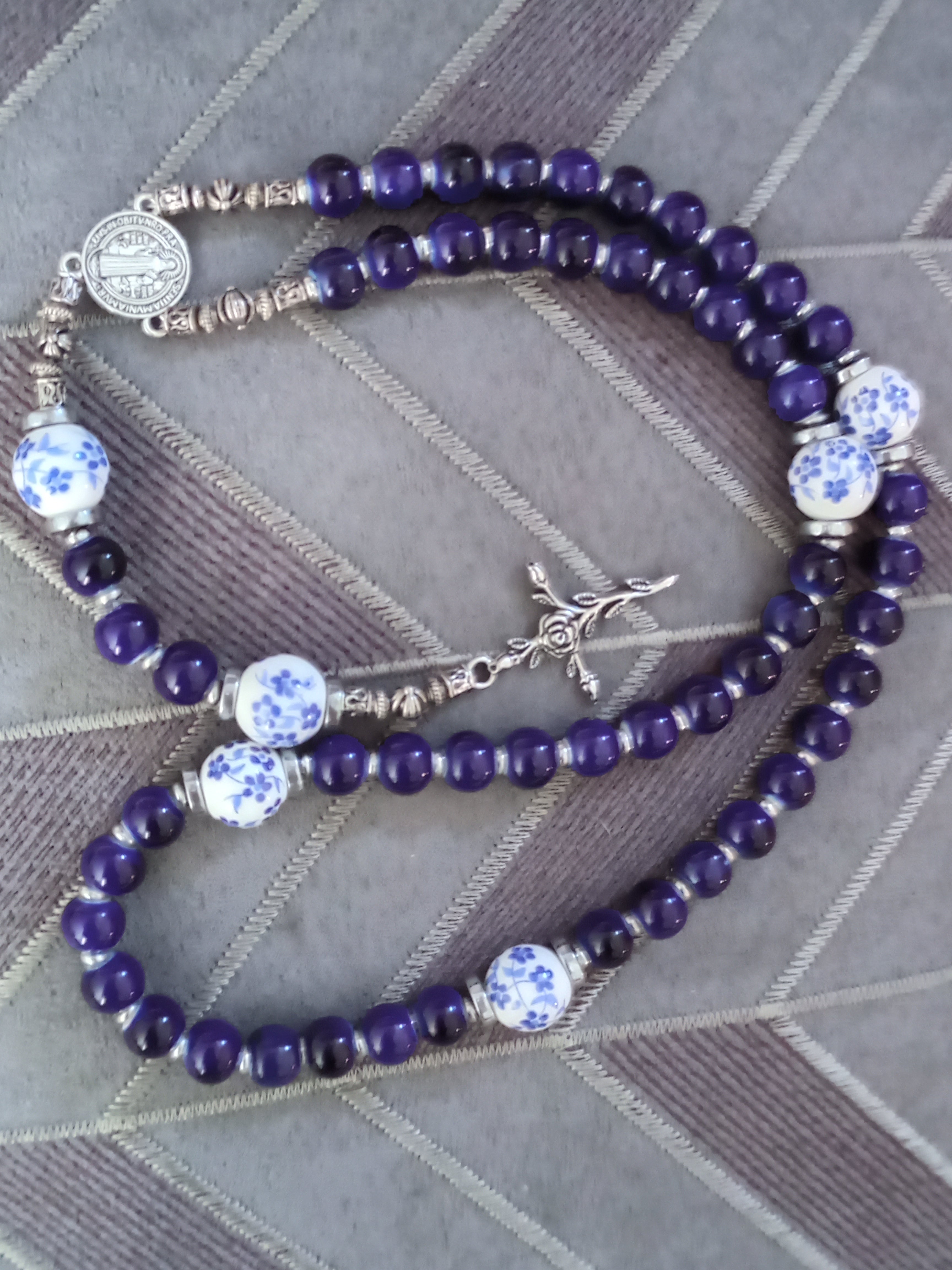 Blue floral rosary