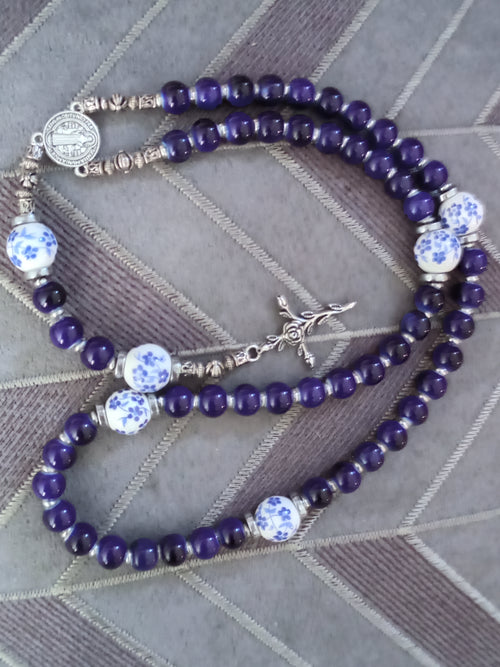 Blue floral rosary