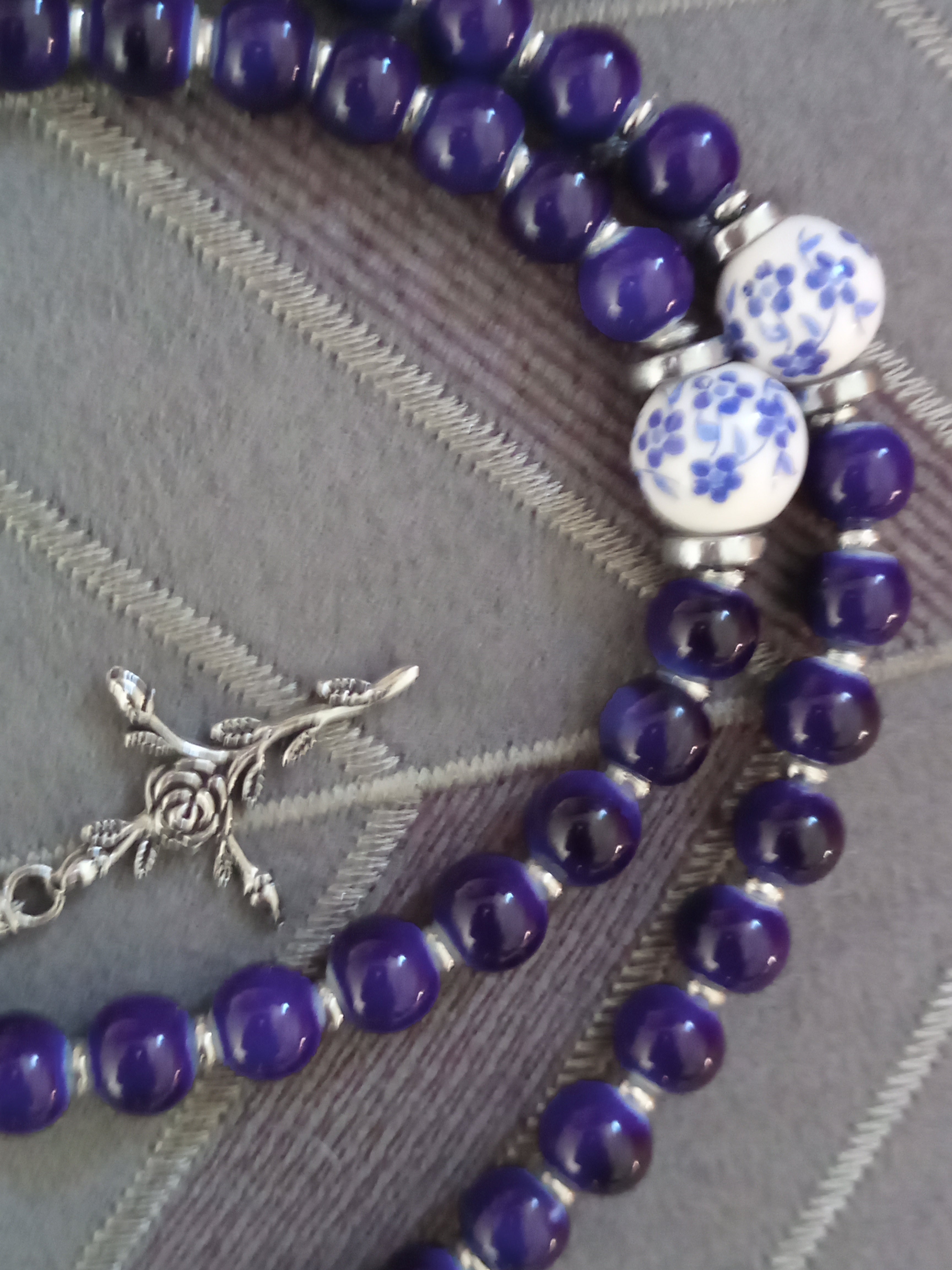 Blue floral rosary