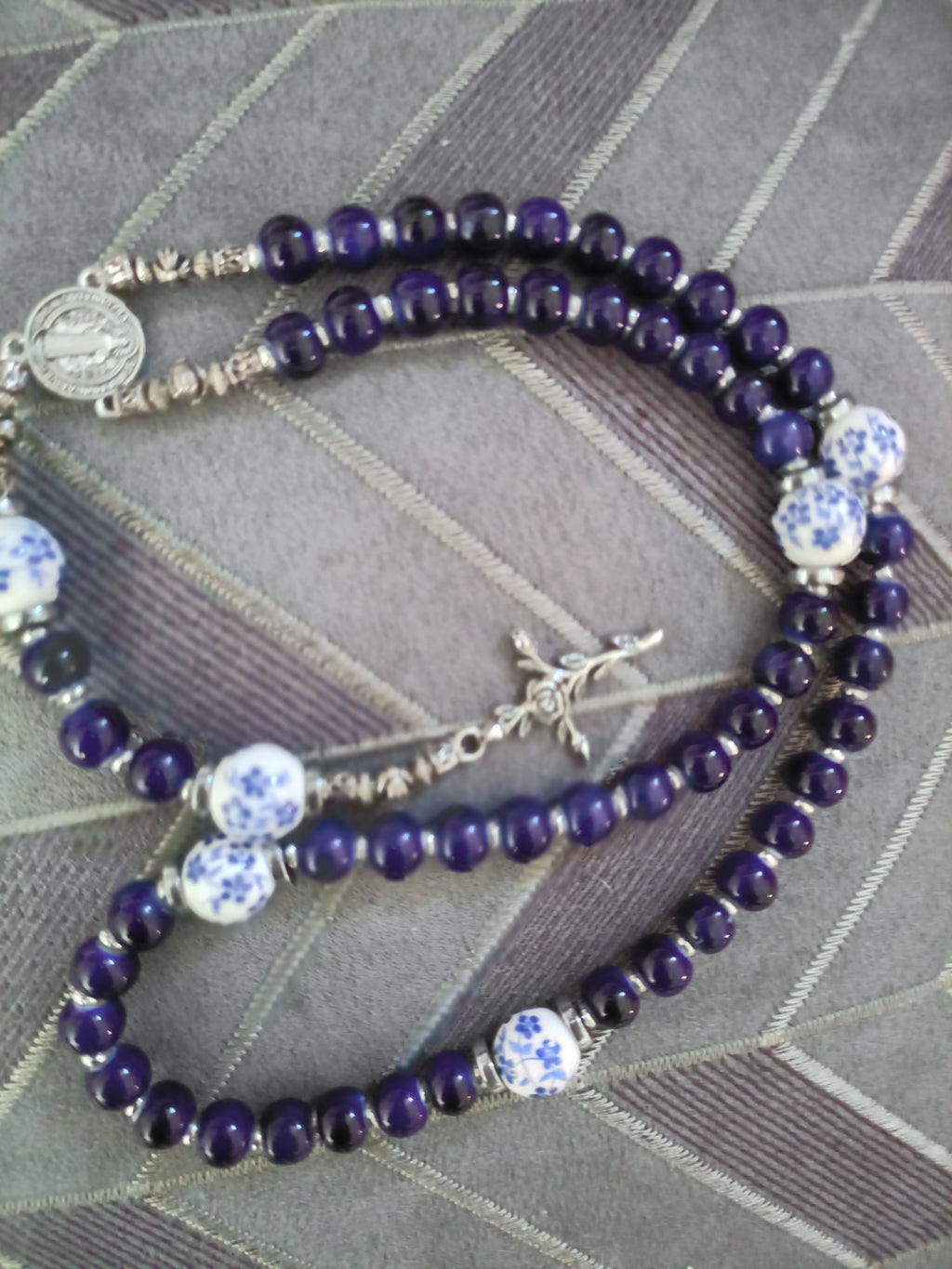 Blue floral rosary