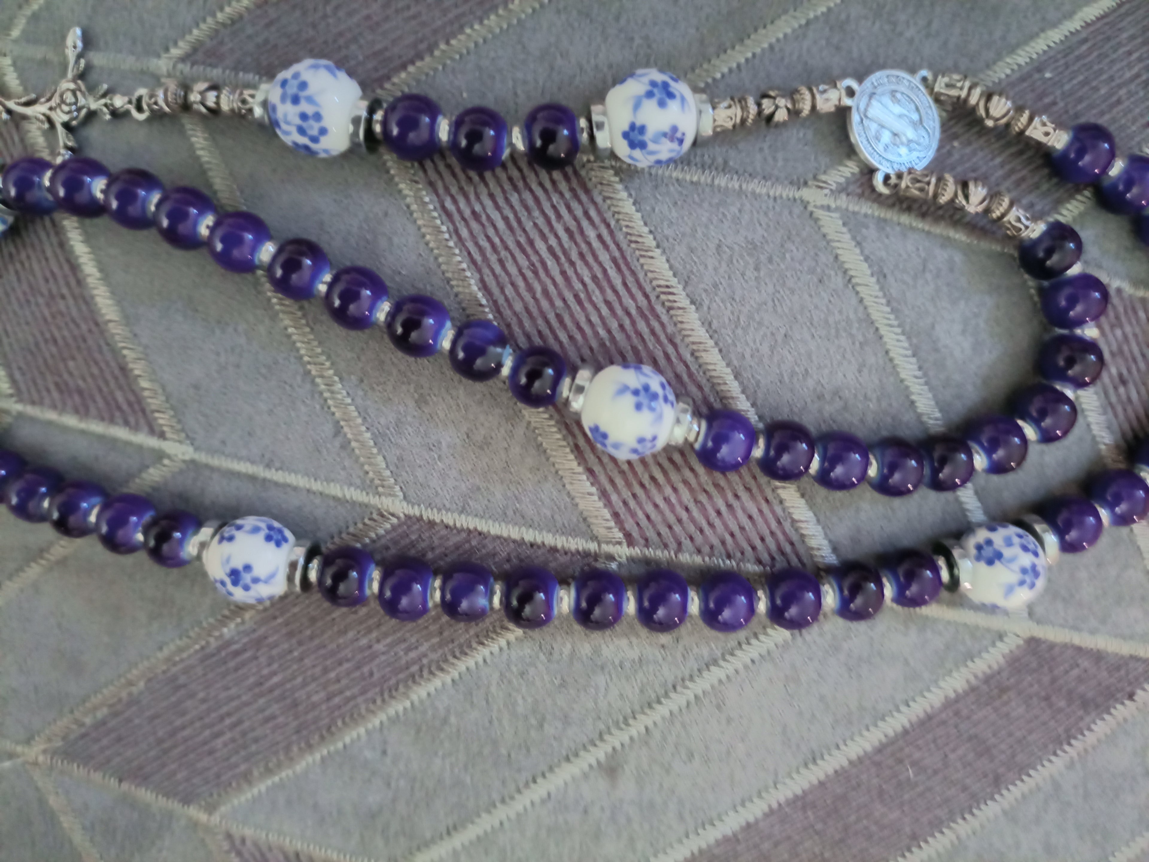 Blue floral rosary